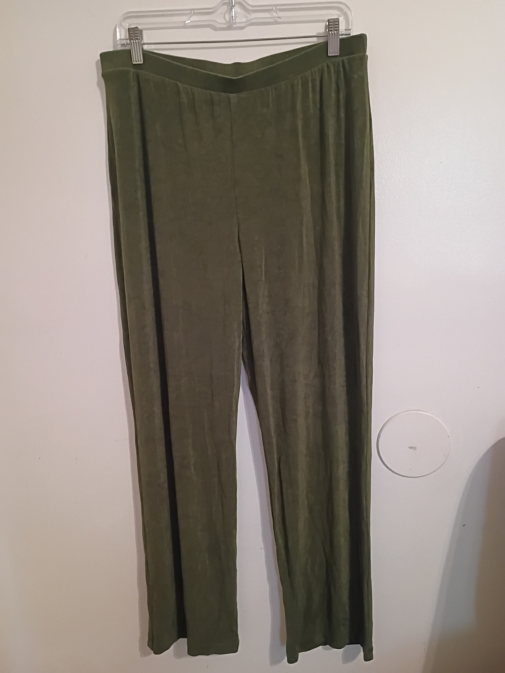 Chico's Travelers Olive Green Straight-Leg Pants Sz L